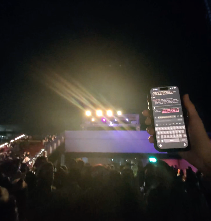 Doom Coding — coding at a concert from my phone
